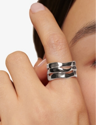 Monica Vinader Womens Sterling Silver Wave Triple Band Sterling-silver Ring In Sterling Silver