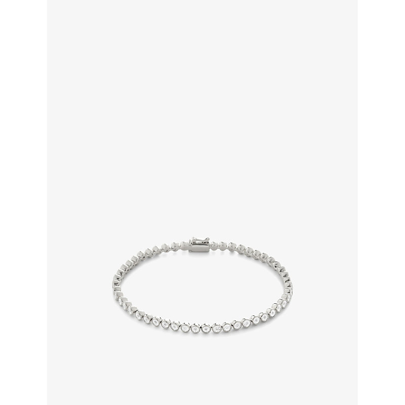 Monica Vinader Womens Sterling Silver Tennis Sterling-silver And 0.11ct Diamond Bracelet