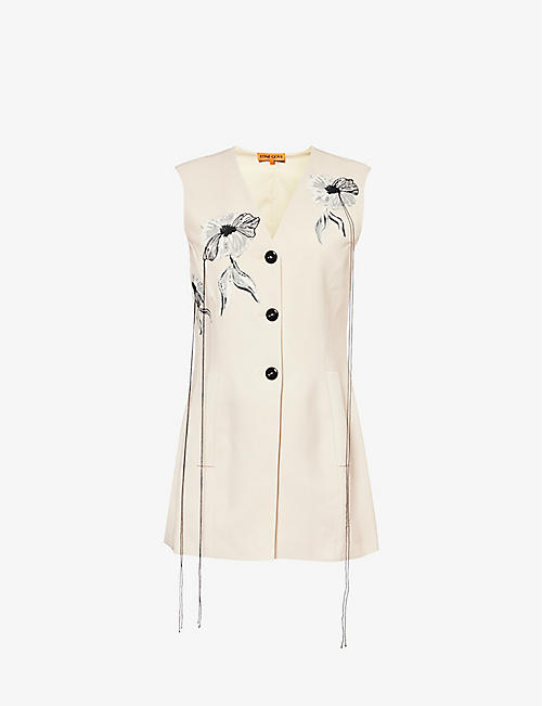 STINE GOYA: Fillo floral-embroidered stretch-woven waistcoat