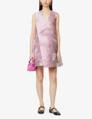 Shop Stine Goya Tamar Metallic-thread Woven Mini Dress In Impres Wild Rose Bloom