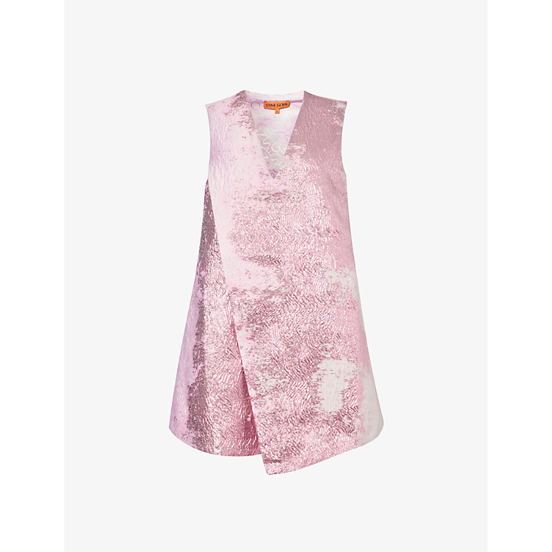 Shop Stine Goya Womens Impres Wild Rose Bloom Tamar Metallic-thread Woven Mini Dress