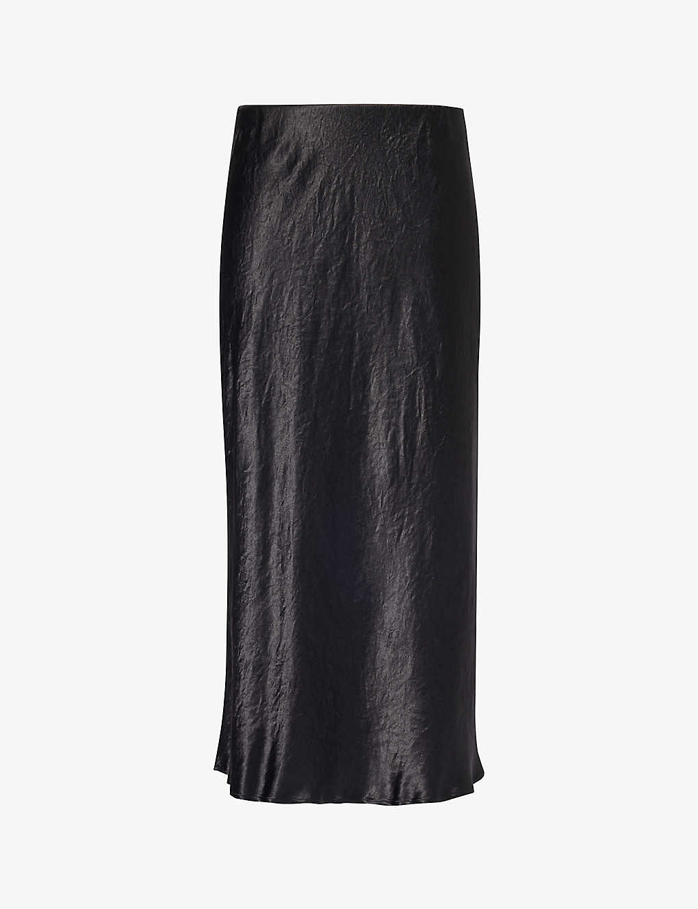 Shop Max Mara Womens Black Alessio Flared-hem Satin Midi Skirt