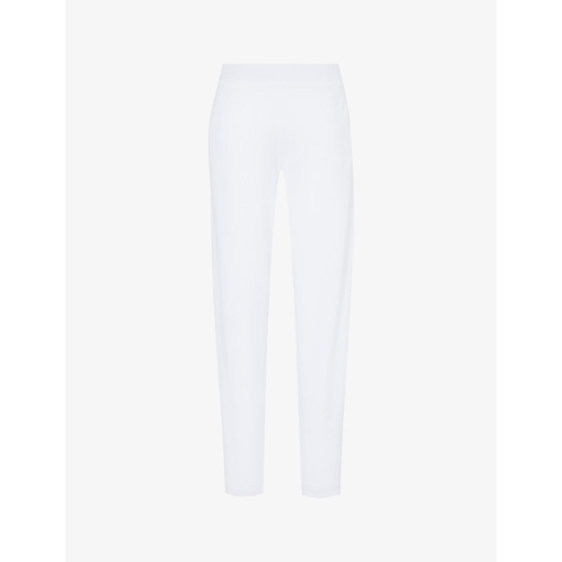Max Mara Womens White Pesca Tapered-leg Mid-rise Cotton-blend Trousers