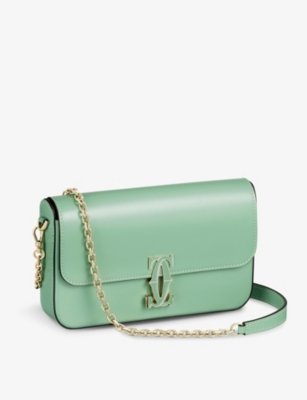 Cartier Womens Green C De Mini Leather Shoulder Bag