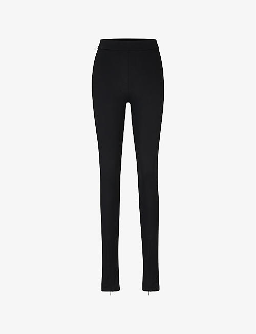 BOSS: BOSS x Naomi Campbell zipped-hem slim-fit high-rise stretch-recycled jersey trousers