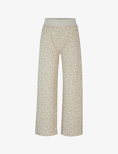 BOSS: BOSS x Naomi Campbell leopard-pattern stretch cotton-blend jogging bottoms