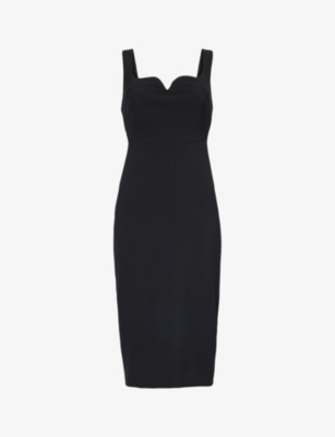 Shop Victoria Beckham Women's Black Sweetheart-neck Zip-back Stretch-knit Midi Dress