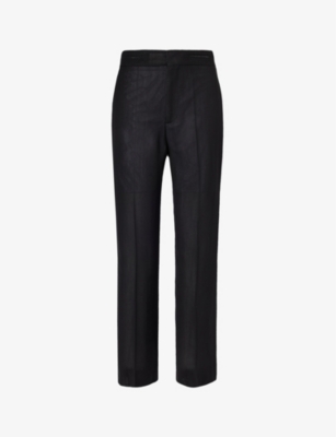 Shop Victoria Beckham High-rise Straight-leg Voile Trousers In Black