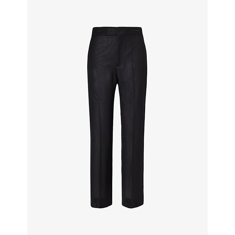 Shop Victoria Beckham High-rise Straight-leg Voile Trousers In Black