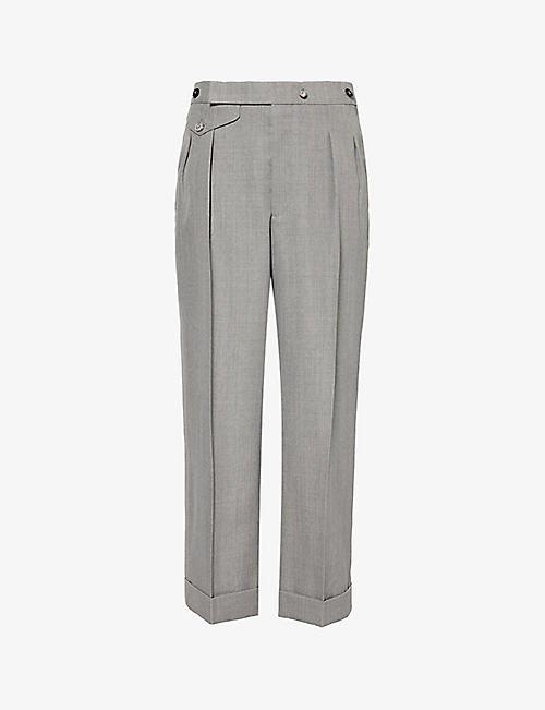 VICTORIA BECKHAM: Wide-leg mid-rise cropped virgin-wool trousers