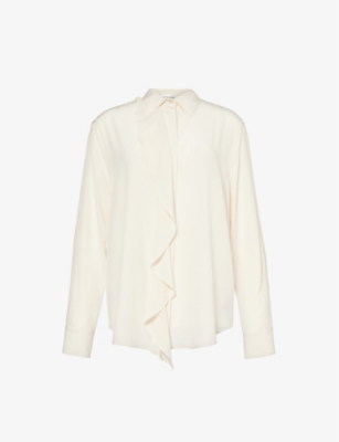 VICTORIA BECKHAM: Ruffle-trim silk blouse