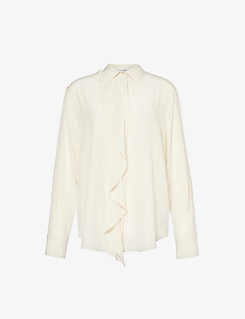 VICTORIA BECKHAM: Ruffle-trim silk blouse