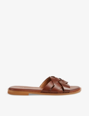 Lk Bennett Womens Bro-tan Amara Criss-cross Leather Sliders