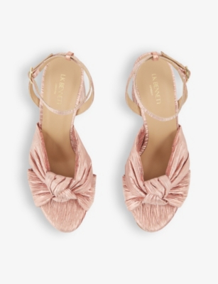 Lk Bennett Womens Pin-pink Eliana Crinkle Satin Sandals In Pin-pink