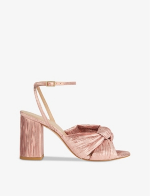 Lk Bennett Womens Pin-pink Eliana Crinkle Satin Sandals In Pin-pink