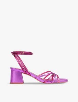 Shop Lk Bennett Women's Pin-fuchsia Starlet Metallic-leather Heeled Sandals