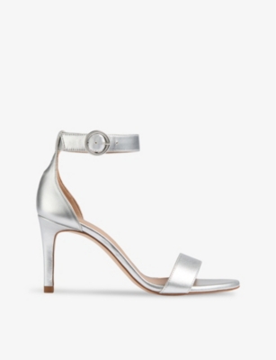 Lk Bennett Womens Met-silver Ivy Strappy Metallic-leather Sandals