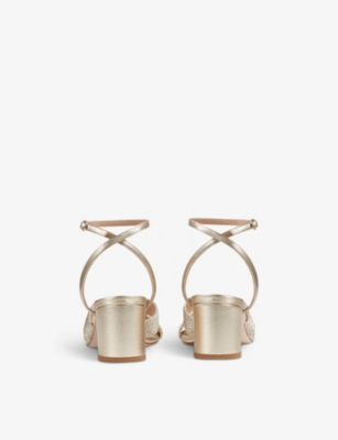 LK BENNETT: Stella woven metallic-leather heeled sandals