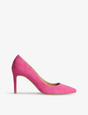 Shop Lk Bennett Women's Pin-pink Floret Pointed-toe Suede-leather Courts