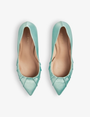 Lk Bennett Womens Blu-teal Florena Pleated Heeled Satin Courts In Blu-teal