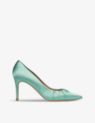 Lk Bennett Womens Blu-teal Florena Pleated Heeled Satin Courts In Blu-teal