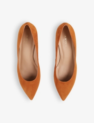 Lk Bennett Womens Ora-coral Audrey Pointed-toe Suede-leather Courts In Ora-coral