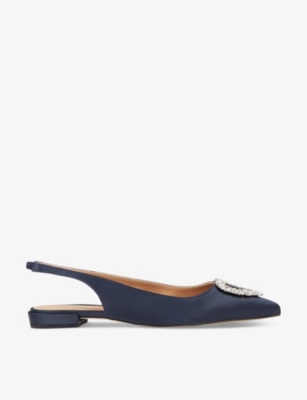 LK BENNETT: Luana heart-crystal brooch satin slingbacks