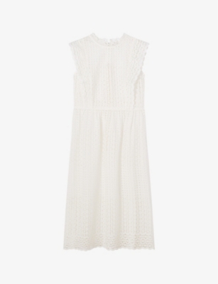 Lk Bennett Laila Broderie Cotton Dress In Whi-white