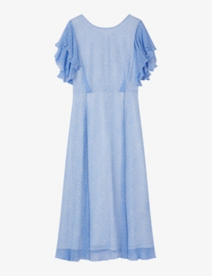 Shop Lk Bennett Women's Blu-light Blue Agnes Graphic-print Woven Midi Dress