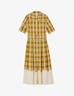 Lk Bennett Dora Plaid Dip Dye Cotton Midi Shirtdress In Mul-multi