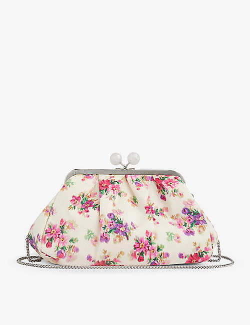 LK BENNETT: Lainey floral-print snap-lock cotton clutch