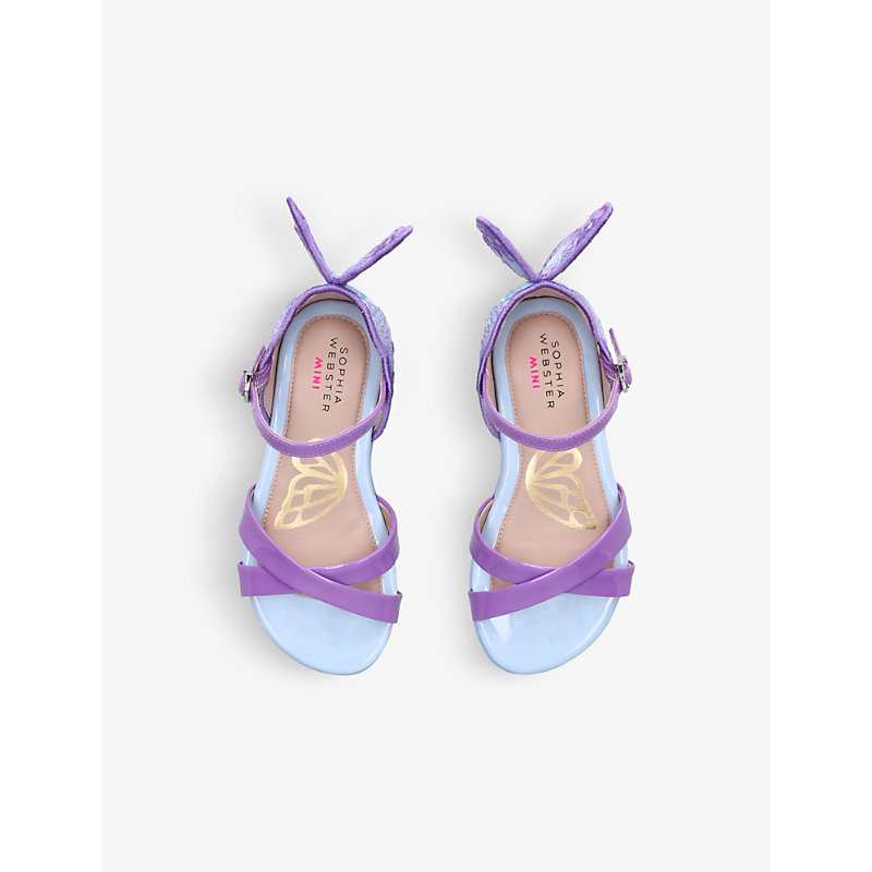 Shop Sophia Webster Girls Purple Kids' Chiara Butterfly-embellished Leather Sandals