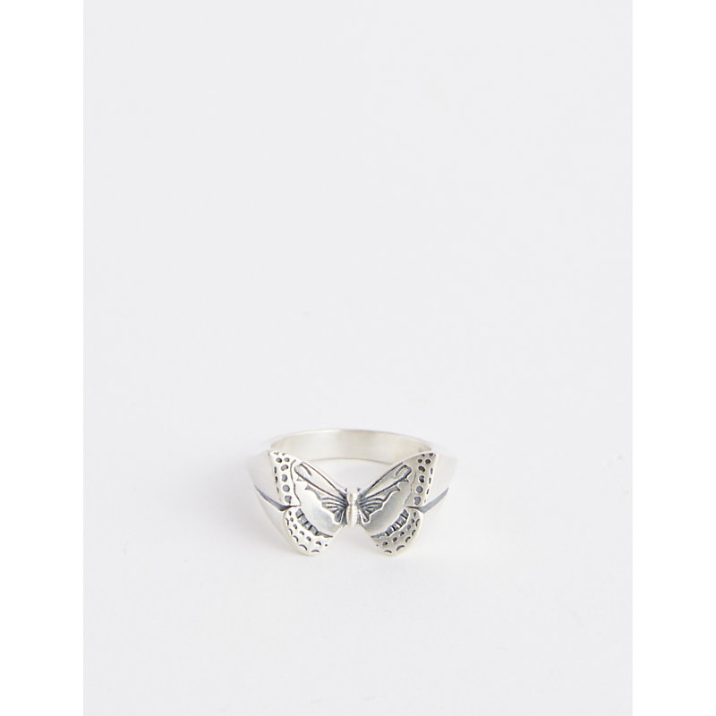 Shop Serge Denimes Mens Silver Butterfly 925 Sterling-silver Ring