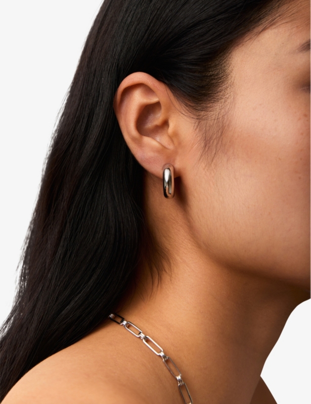 Chubby rhodium-plated brass hoop earrings