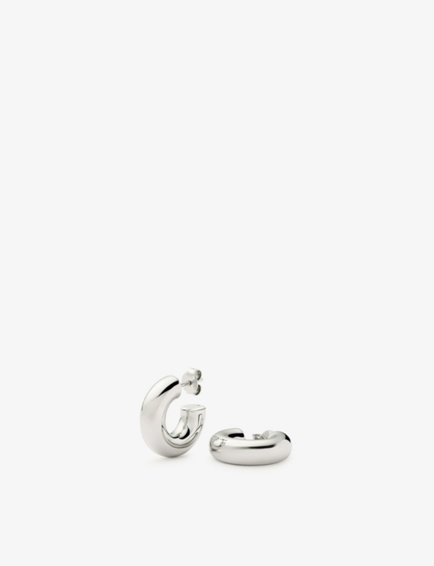 Chubby rhodium-plated brass hoop earrings