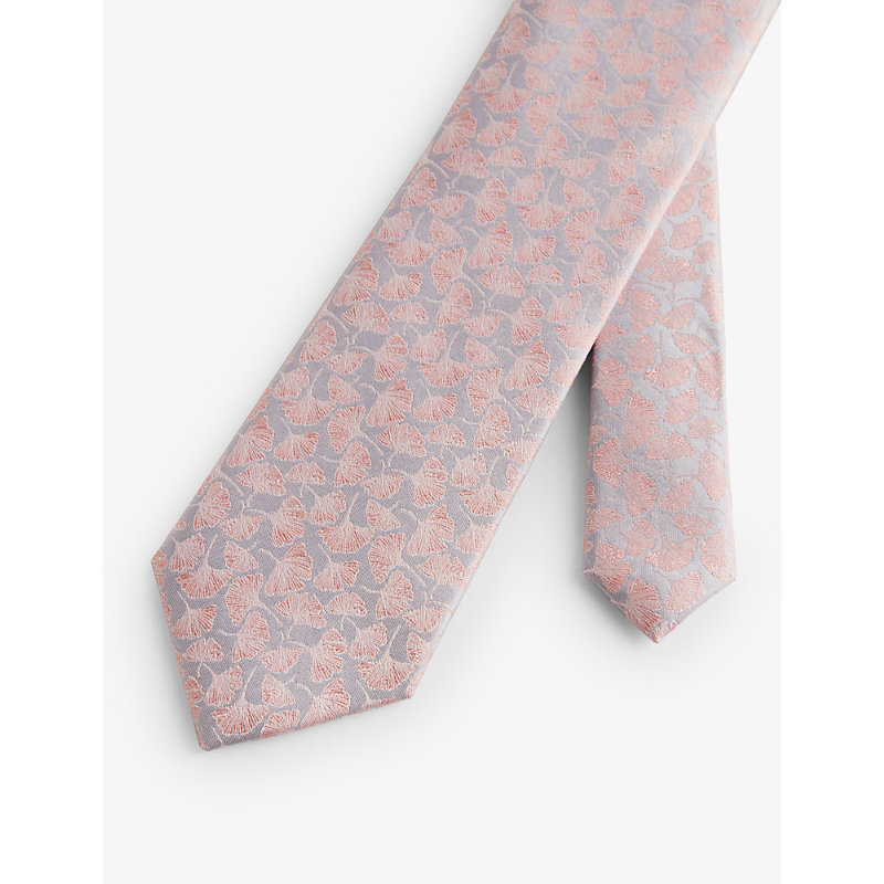 Shop Ted Baker Men's Pink Floral-pattern Silk Tie