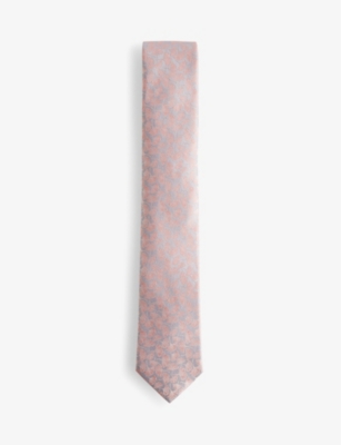 Shop Ted Baker Men's Pink Floral-pattern Silk Tie