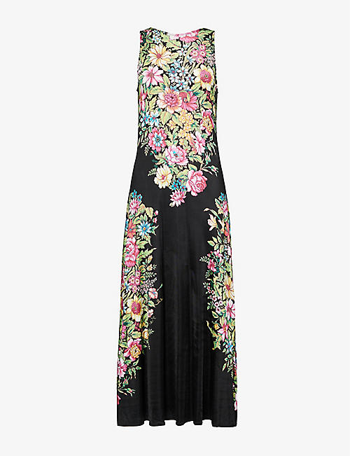 ETRO: Floral-print open-back slim-fit stretch-mesh maxi dress