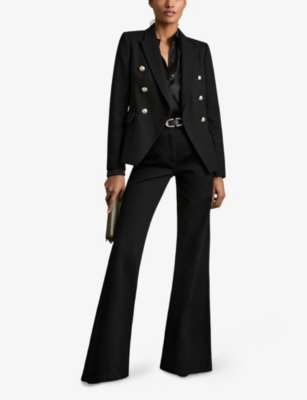 REISS: Tally double-breasted tailored wool-blend blazer