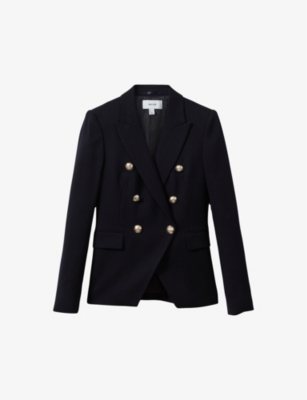 REISS: Tally double-breasted tailored wool-blend blazer