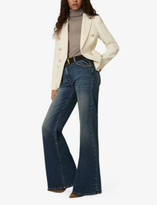 Reiss Womens Tally Double-breasted Tailored Wool-blend Blazer White In White