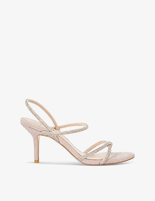 DUNE: Miraculous rhinestone-embellished woven heeled sandals