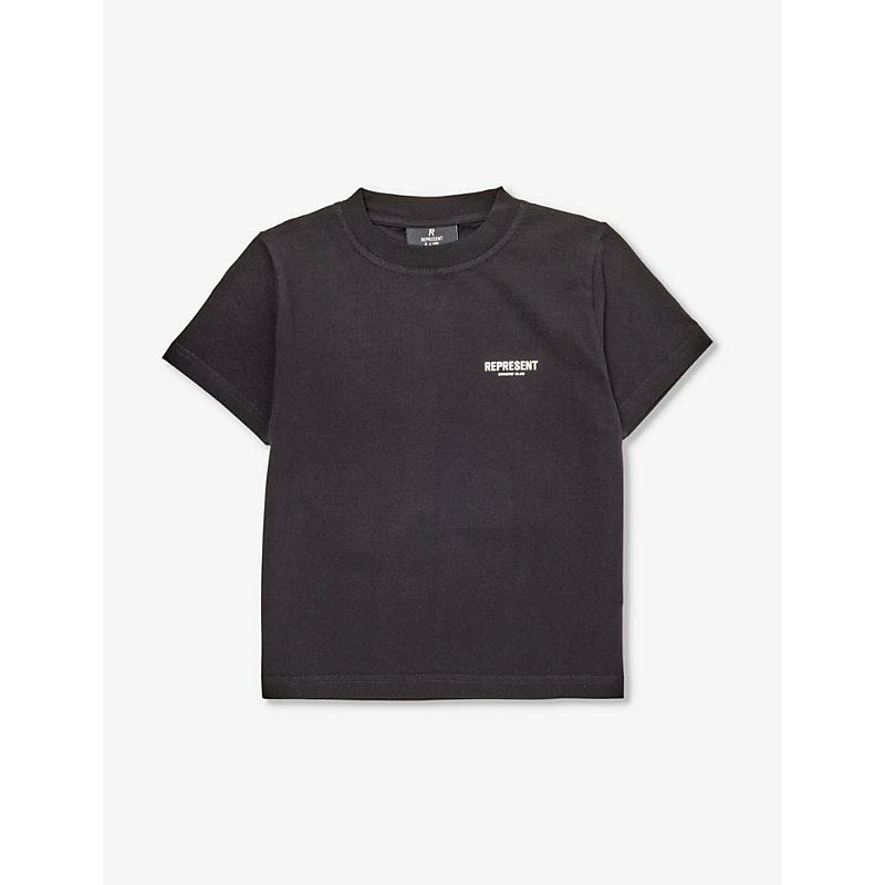 Shop Represent Logo-print Short-sleeve Cotton-jersey T-shirt 4-6 Years In Black