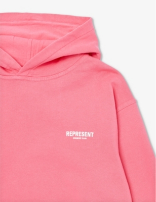 Shop Represent Boys Bubblegum Pink Kids Logo-print Cotton-jersey Hoody 4-6 Years