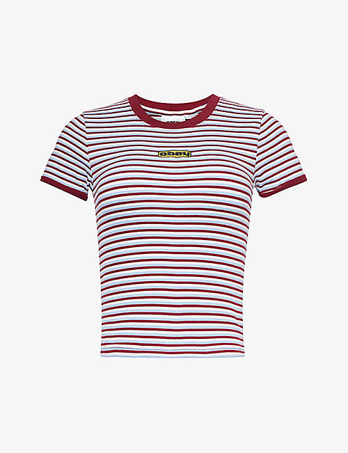 OBEY: Cypress striped cotton-jersey T-shirt