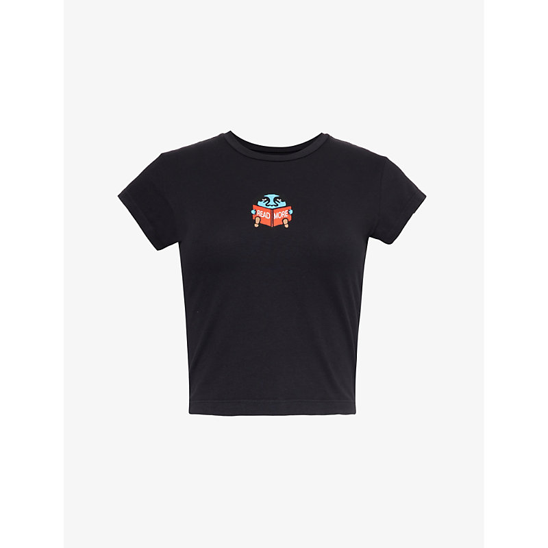 Shop Obey Women's Digital Black Read More Graphic-print Cotton-jersey T-shirt
