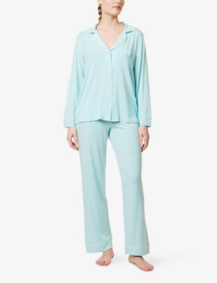 EBERJEY: Gisele piped-trim stretch-jersey pyjamas