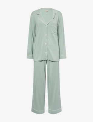 EBERJEY: Gisele piped-trim stretch-jersey pyjamas