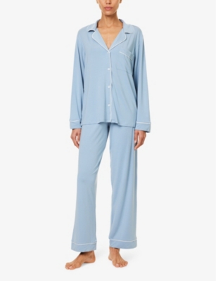 EBERJEY: Gisele piped-trim stretch-jersey pyjamas