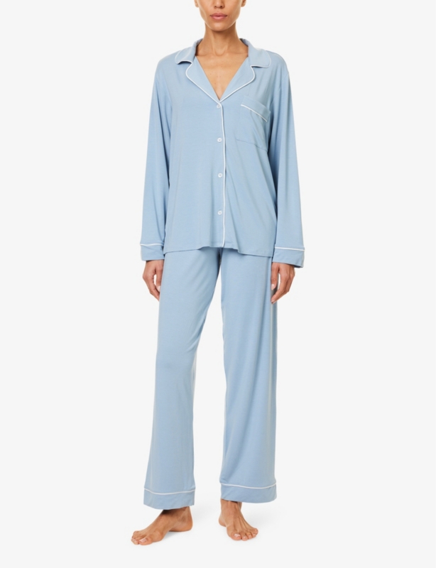 Gisele piped-trim stretch-jersey pyjamas